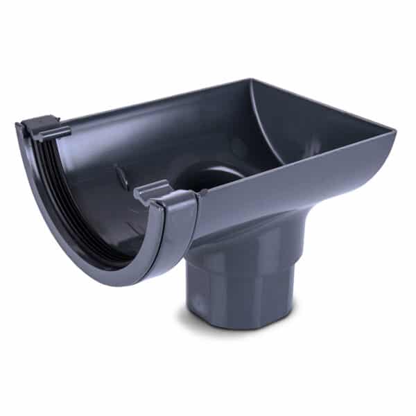 Half Round Stop End Outlet in Anthracite Grey
