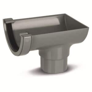 Half Round Stop End Outlet in Grey scaled
