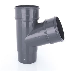 Round 68mm Gutter 112° Branch in Anthracite Grey